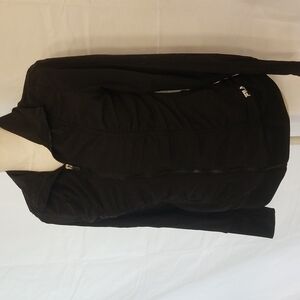 𝅺fila track jacket gray black womens size S ruched zip up front thumb holes